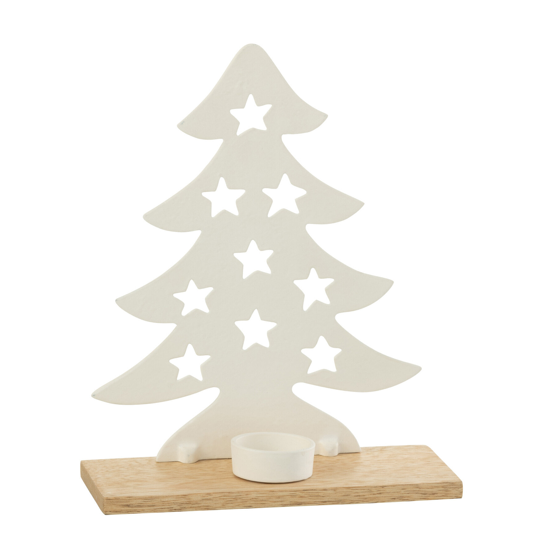 J-Line Bougeoir Sapin Aluminium/Bois Blanc/Naturel Large