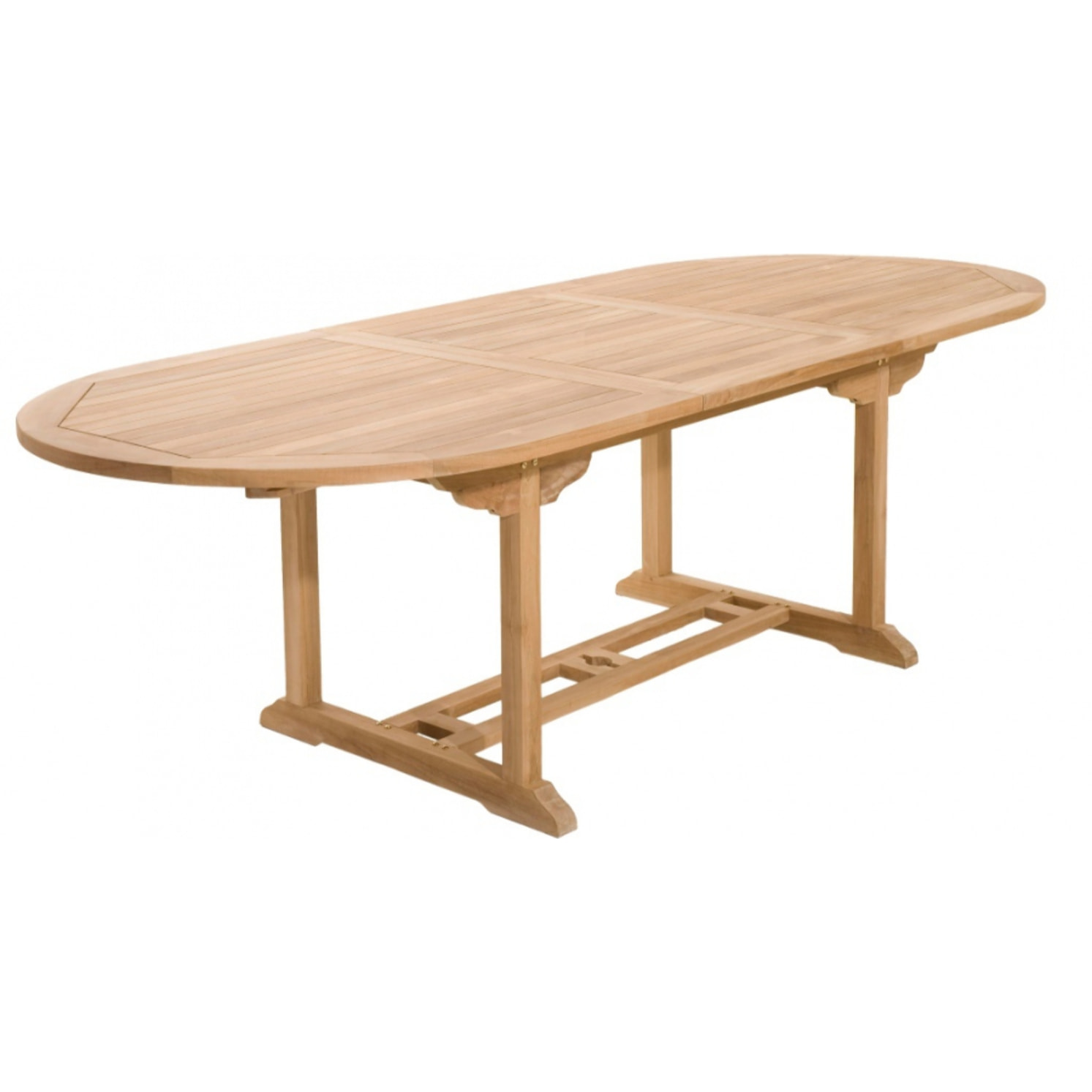 HARRIS - Table de jardin 8/10 personnes - ovale extensible 180/240*100 cm en bois Teck brut