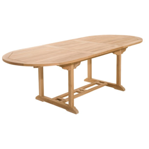 HARRIS - Table de jardin 8/10 personnes - ovale extensible 180/240*100 cm en bois Teck brut