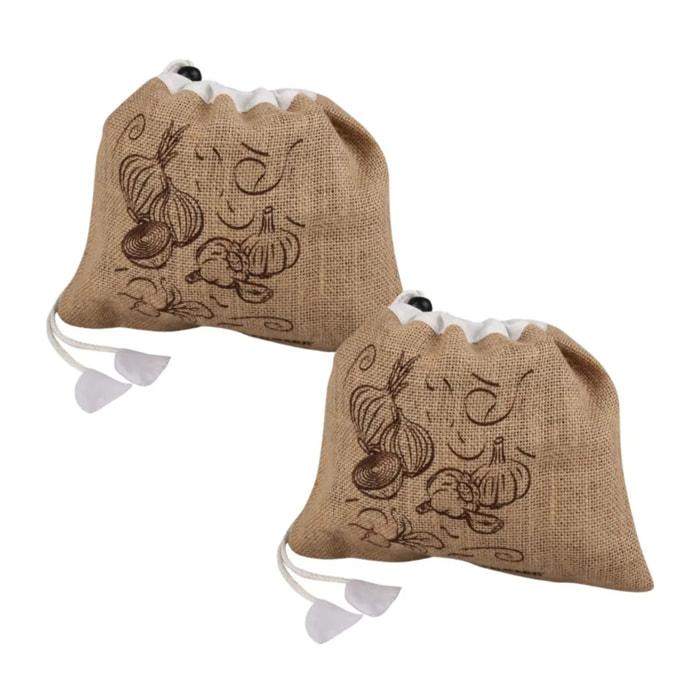 Lot de 2 sacs à légumes réutilisables avec 2 ustensiles de cuisine Fackelmann Nature