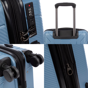 Juego de 3 maletas trolley expandibles de PP resistente a la rotura. Cerradura TSA numérica, 4 ruedas dobles giratorias 360°.