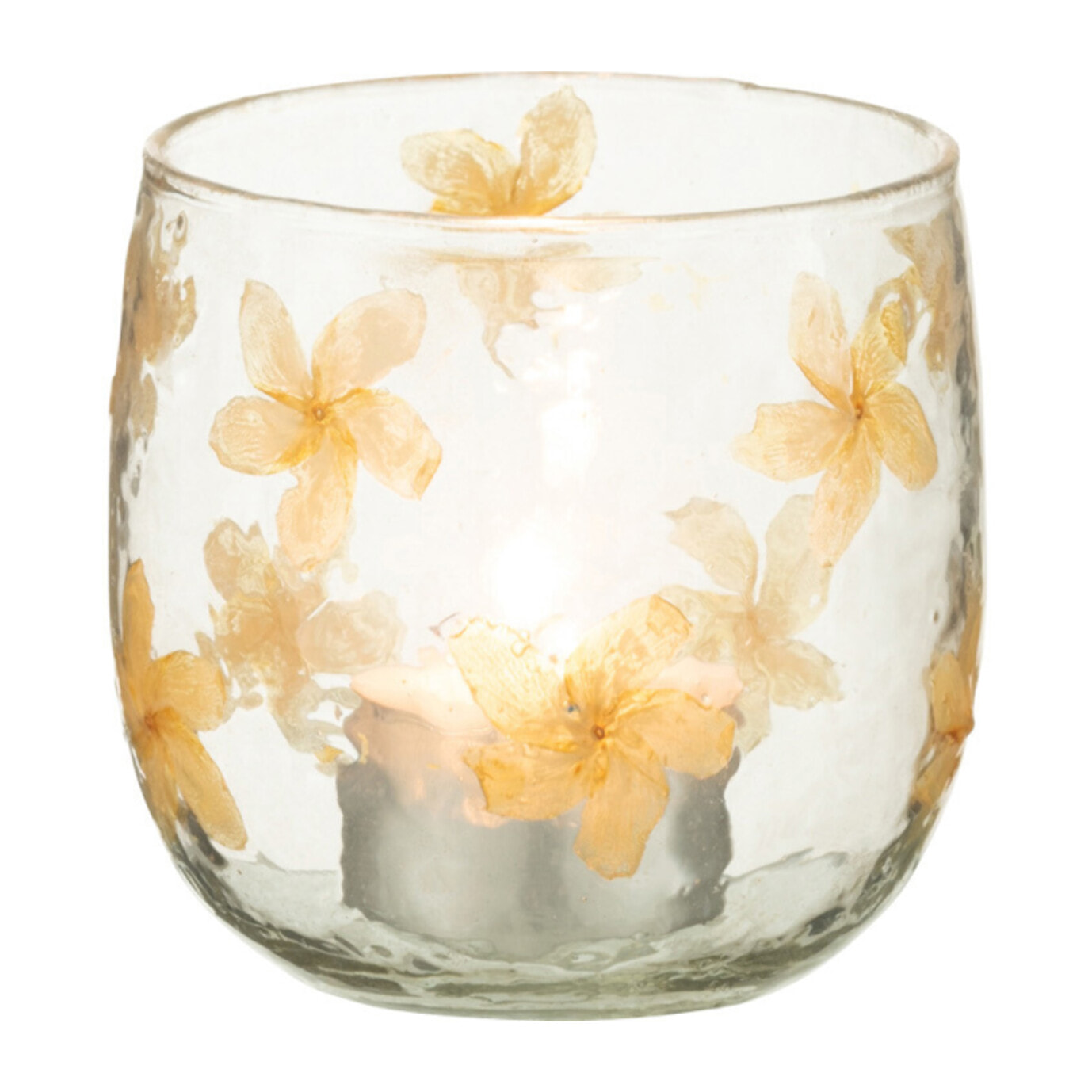 J-Line Photophore Fleurs Verre Jaune Small