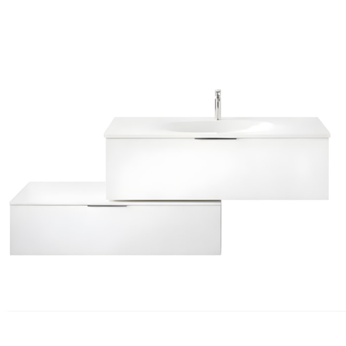 Meuble vasque 120 cm Olena en décalé blanc