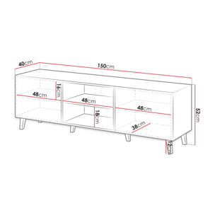 Sanna - meuble TV - 2 portes et 2 niches - 150 cm - Blanc