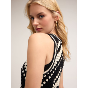 Motivi - Vestido corto de punto crochet - Negro