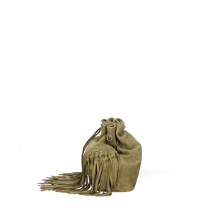 Borsa a secchiello da donna Made in Italy - Modello Umbria Plus - Pelle scamosciata - 25.0 x 22.0 x 13.0 cm