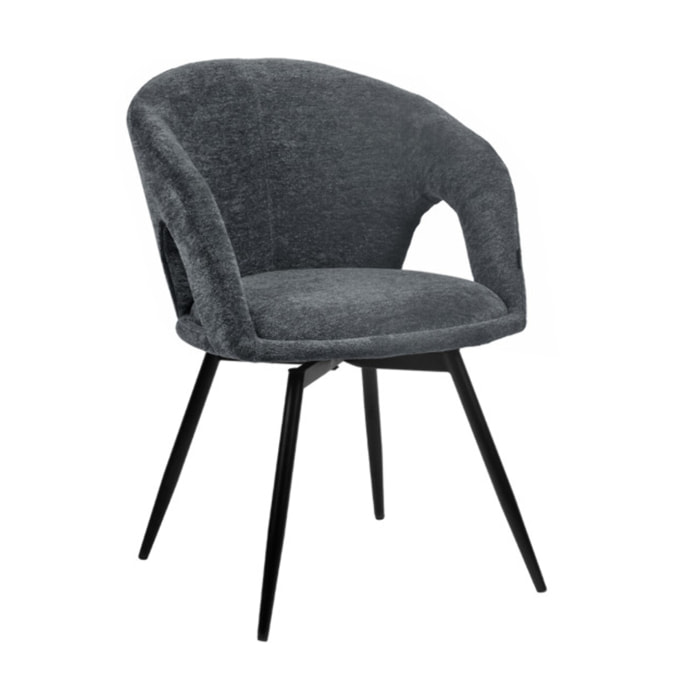 Chaise rotative 180° en tissu doux avec accoudoirs - AMBRE