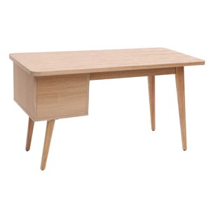 Bureau avec rangements 2 tiroirs scandinave bois clair chêne L140 cm FIFTIES