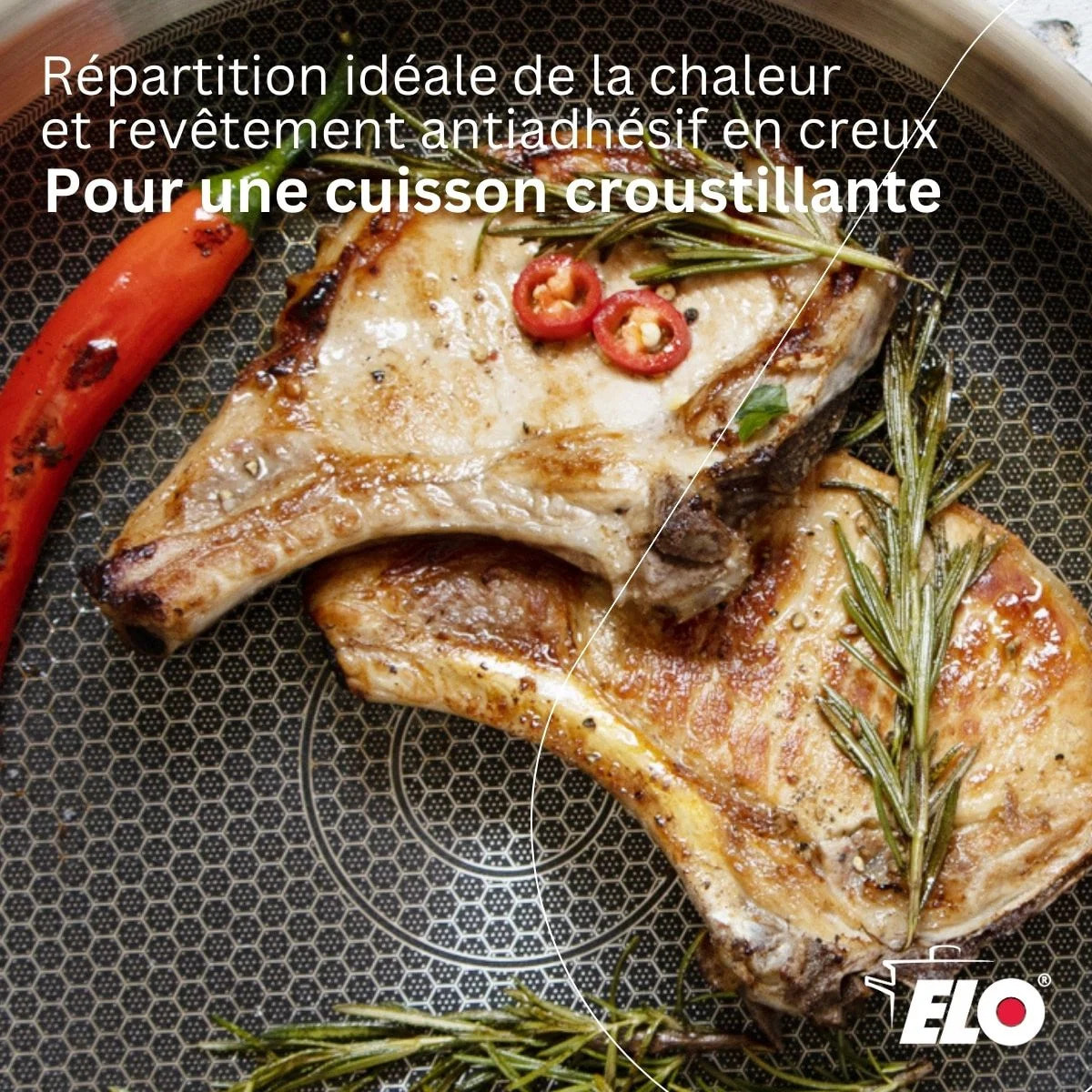 Sauteuse 28 cm en inox 18/10 Elo Relief Evolution