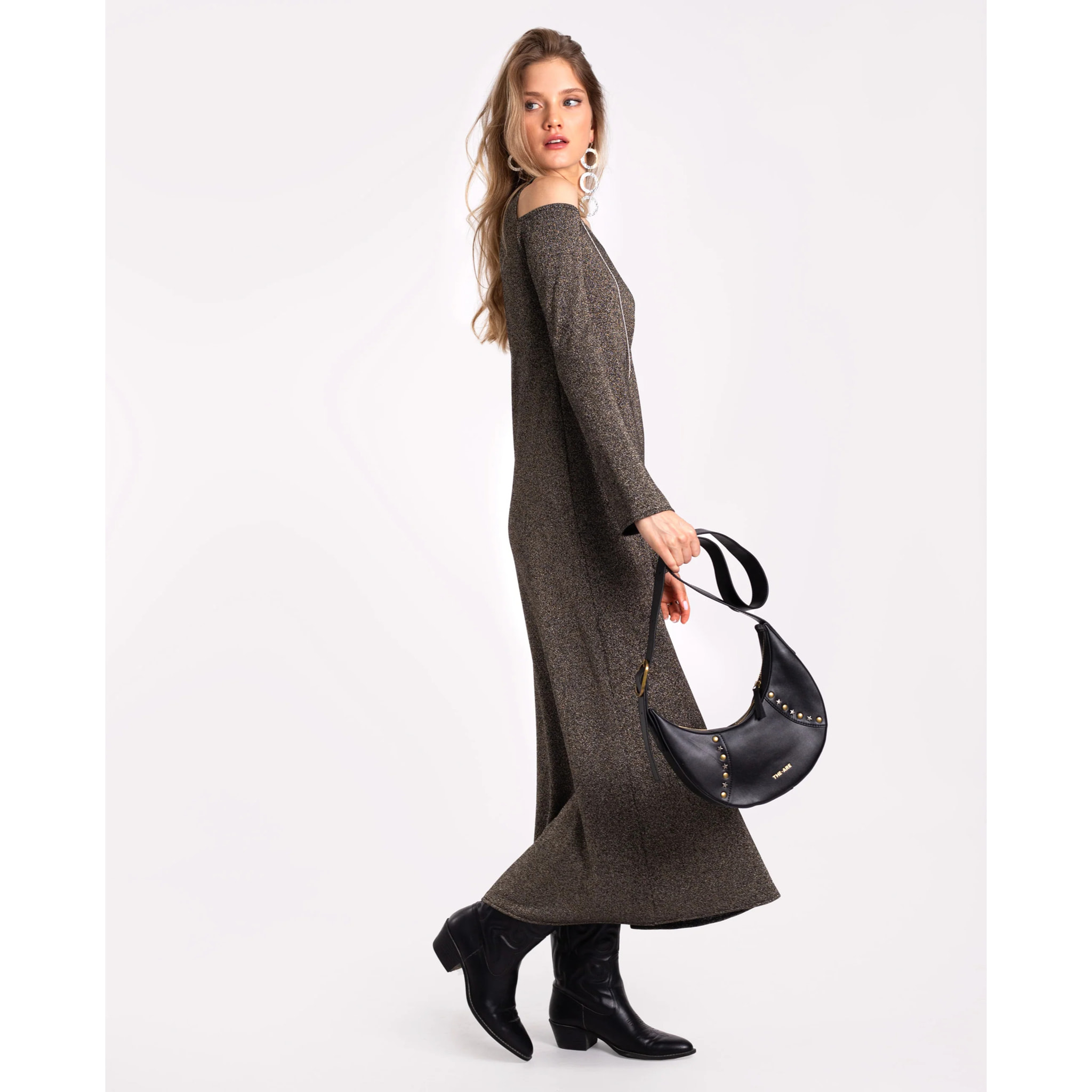 Vestido largo de punto con brillo