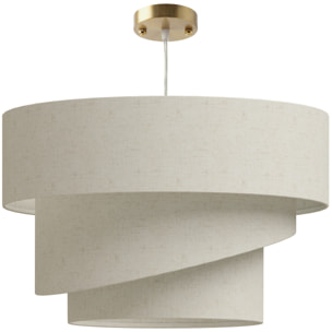 Suspension salon beige clair - abat-jour triple - support doré