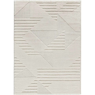 NUMA Alfombra shaggy geométrica con relieve en blanco, varias medidas disponibles
