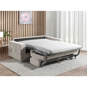 Sacha - canapé 3 places convertible - couchage quotidien - matelas 12 cm - en velours côtelé - Beige