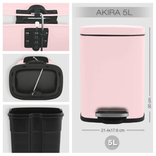 Poubelle à pédale Acier AKIRA 5L Rose mat Spirella