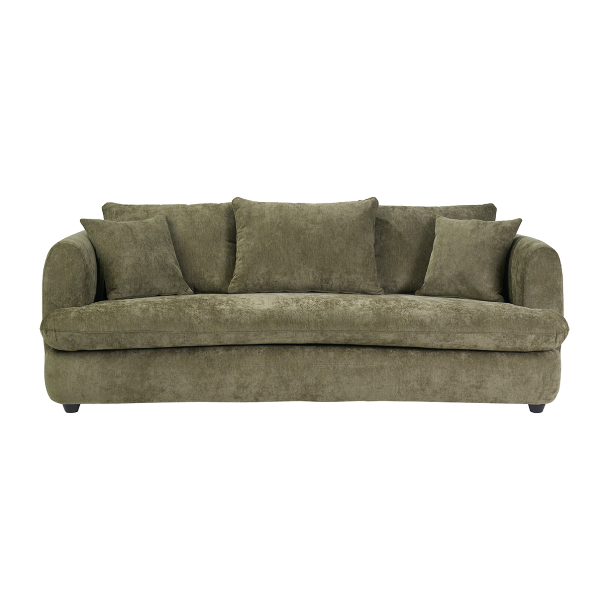 Canapé convertible déhoussable 3-4 places design haricot en tissu effet velours texturé vert kaki SACHA