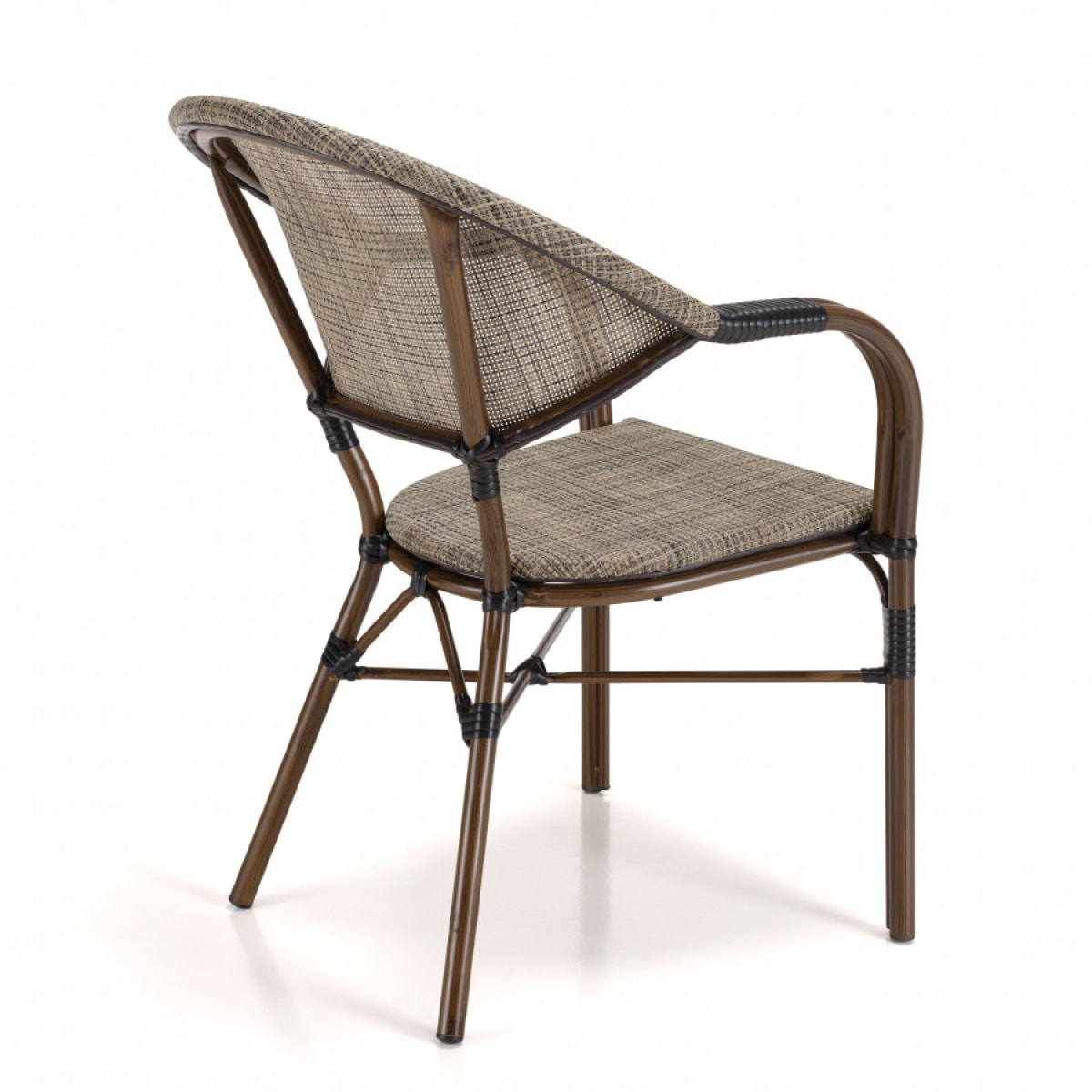 VIANNEY - Lot de 2 chaises de jardin bistrot en acier textilène taupe