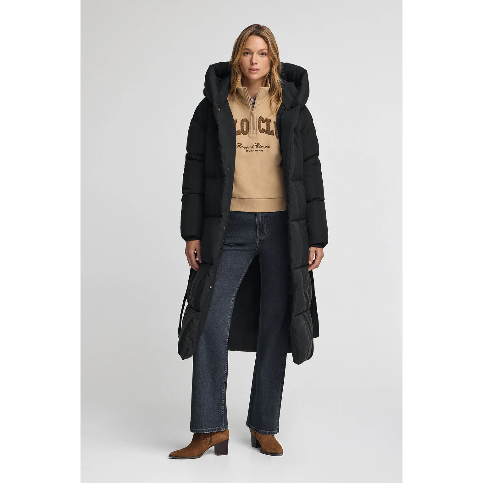 Abrigo Guada Long negro con logo Polo Club