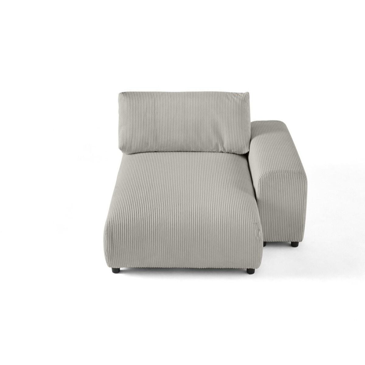 Garance - module d'assise méridienne droit - en velours côtelé - Gris clair