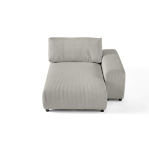 Garance - module d'assise méridienne droit - en velours côtelé - Gris clair