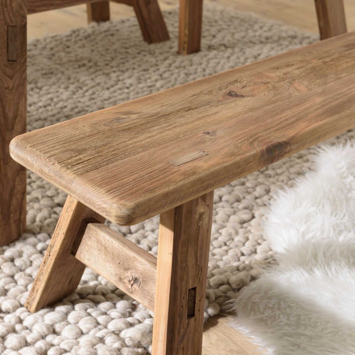 SANDY - Banc 140x30cm bois Pin recyclé