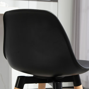 Juego de 2 Taburetes Altos de Cocina Altura Asiento 69 cm Taburetes de Bar Sillas Altas de Cocina Tapizado en PU con Respaldo Patas de Madera para Comedor Negro