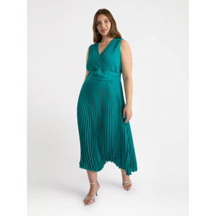 Fiorella Rubino - Vestito plissé con scollo a V - Verde