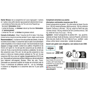 EFFINESS - Starter Minceur - Active l'élimination et l'amincissement - Détoxifie l'organisme - 13 extraits de plantes - Cure 5 jours - Flacon 250ml