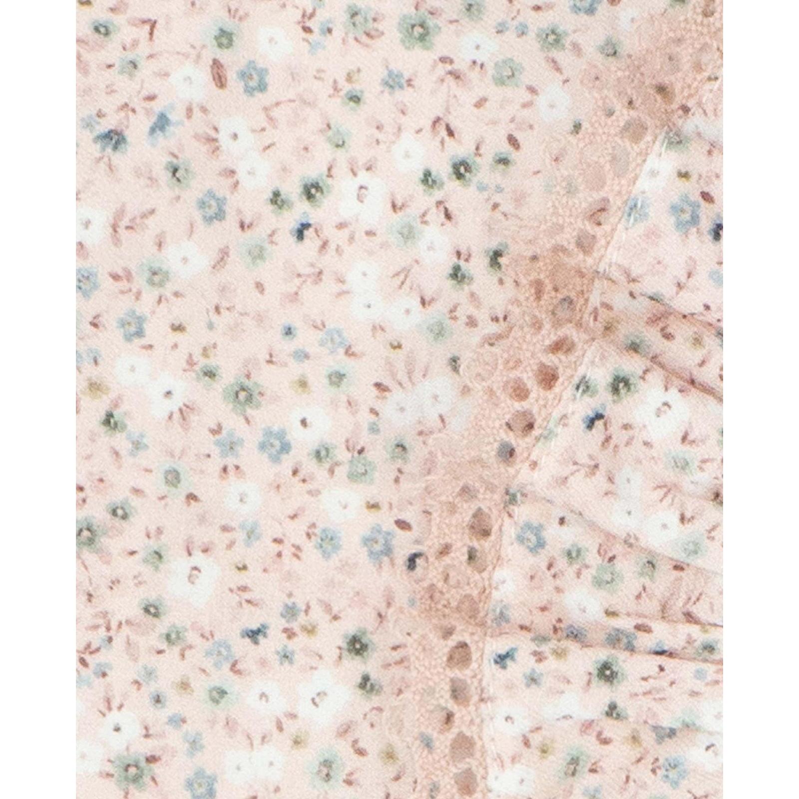 Blusa con volante cuello flores rosas y blanco