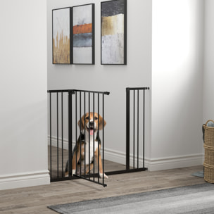 Barrera de Seguridad Extensible Puertas y Escaleras Metálica para Perros y Bebé Barrera Puertas Mascota 76-107x76 cm