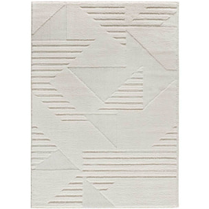 NUMA Alfombra shaggy geométrica con relieve en blanco, varias medidas disponibles