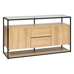 Buffet 2 portes "Aldea" métal et bois beige 140x80cm
