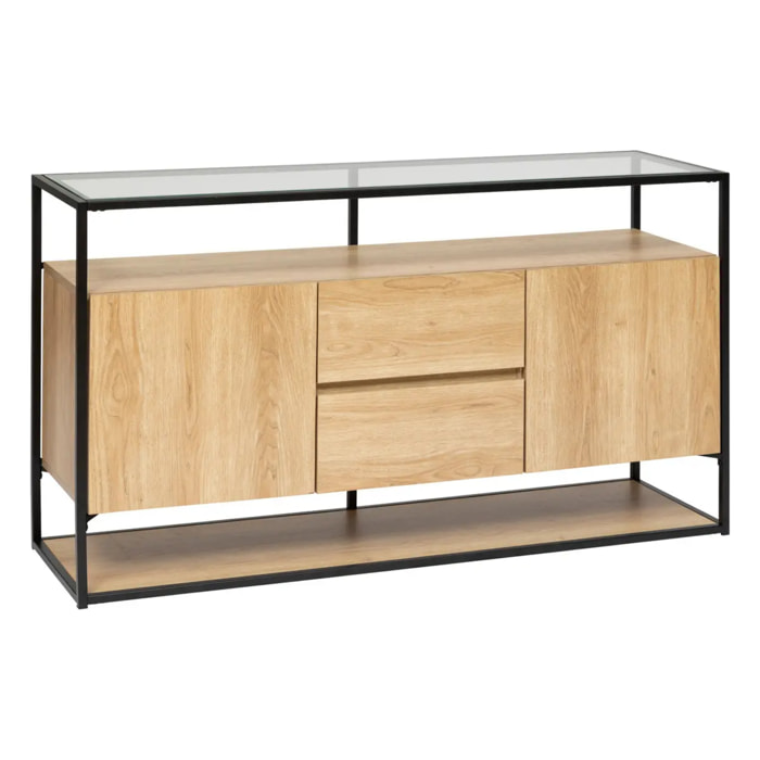 Buffet 2 portes "Aldea" métal et bois beige 140x80cm