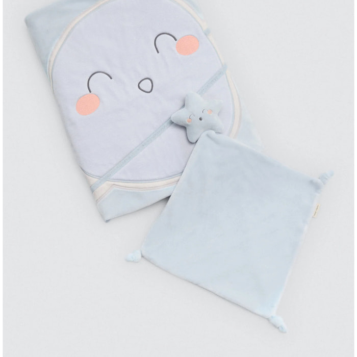 Set di coperta e doudou blu Baby Cosmos