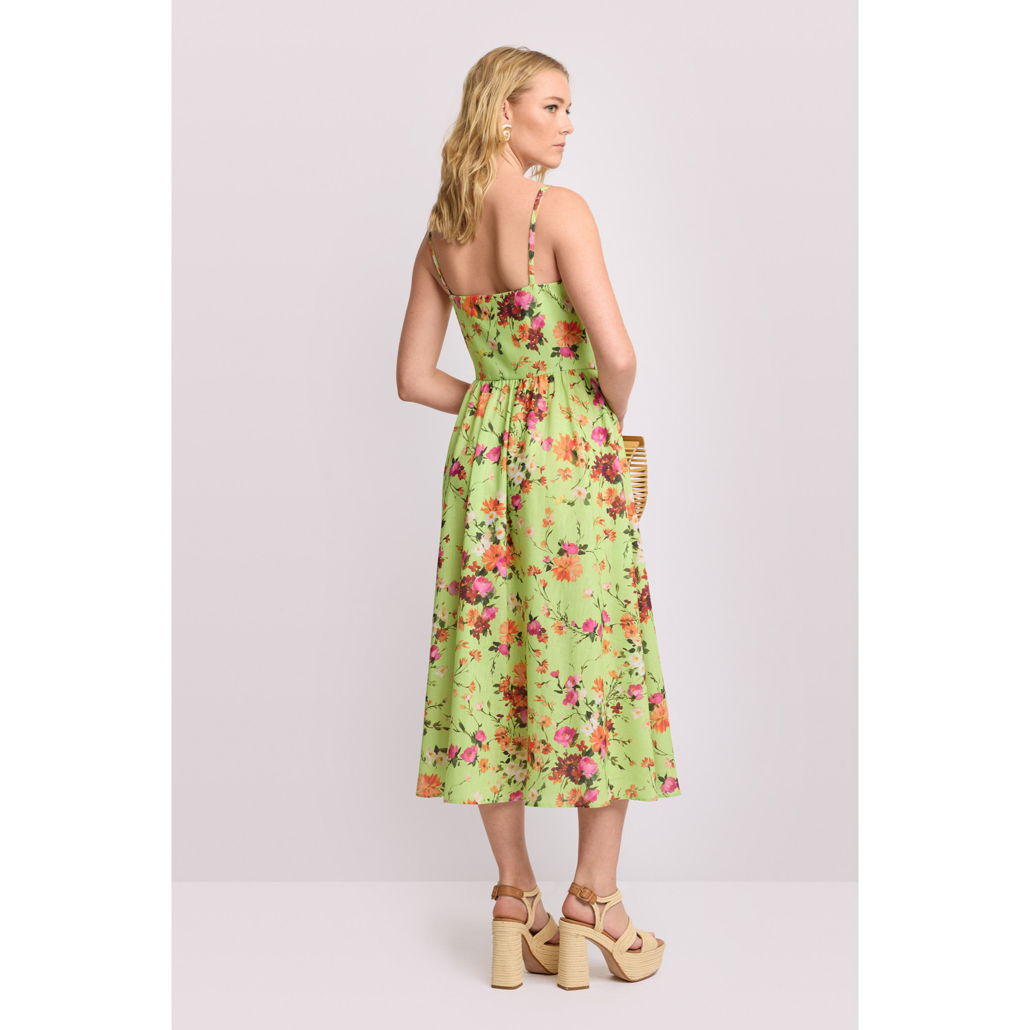 Kocca - Abito midi fantasia floreale Donna, Fantasia floreale, Scolloa a cuore