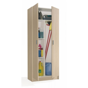 Armadio multiuso Charleston, Mobile portascope a 2 ante, Scarpiera con ripiani, Guardaroba portascope, cm73x37h180, Rovere