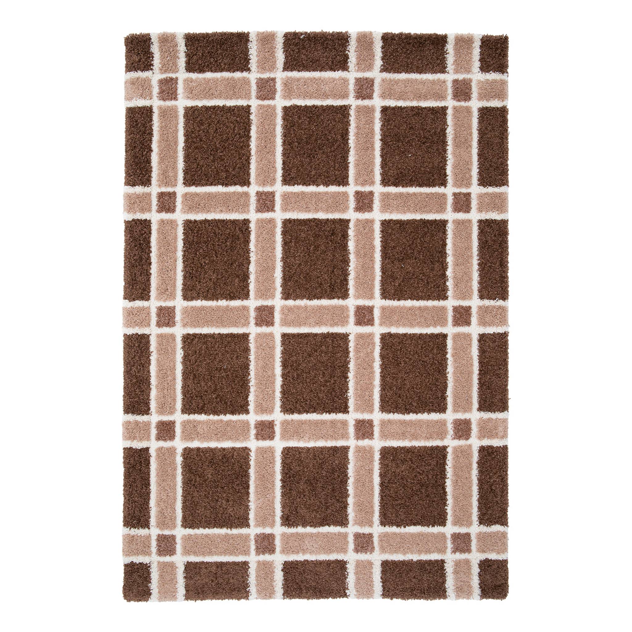 Tapis intérieur motif quadrillage marron et rose MIRO