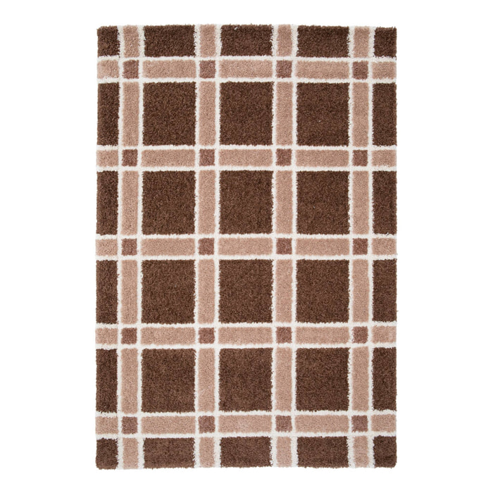 Tapis intérieur motif quadrillage marron et rose MIRO