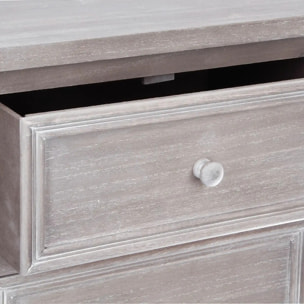 Chiffonnier "Charme" bois blanchi 6 tiroirs