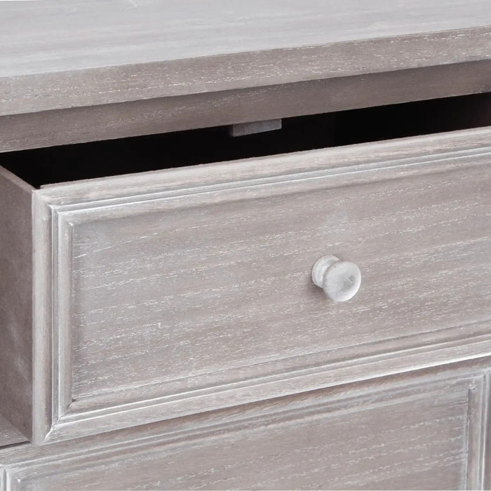 Chiffonnier "Charme" bois blanchi 6 tiroirs