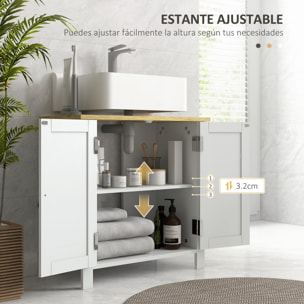 Mueble bajo Lavabo Mueble de Lavabo con Pie Mueble de Baño con 2 Puertas 2 Mangos y Estante Ajustable sin Lavabo 60x30x60 cm Blanco