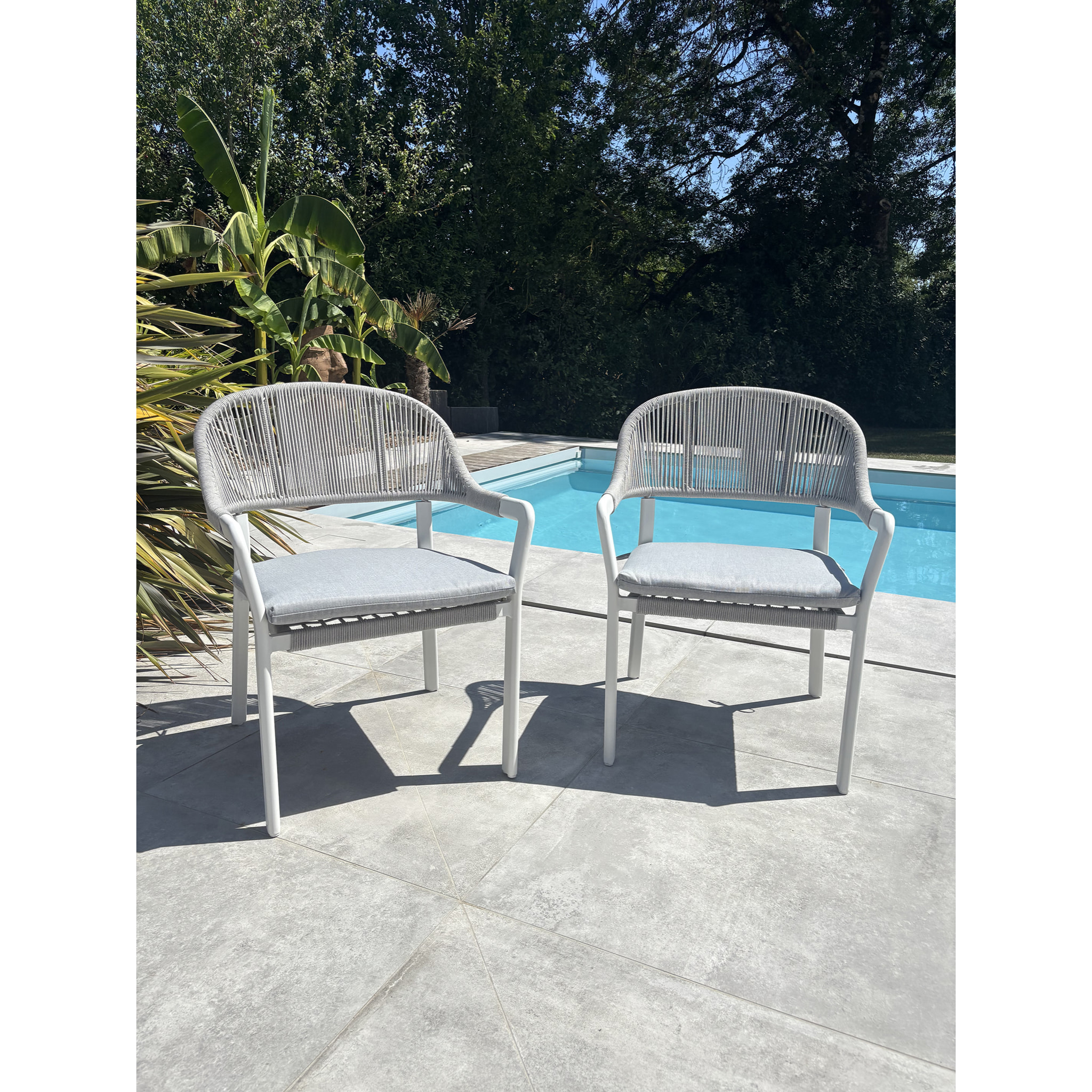ABELLA - Lot de 2 fauteuils de jardin - Blanc