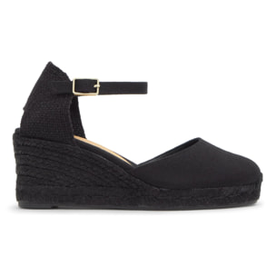 Alpargata carol cuña 7 cm en algodón con pulsera y yute tintado