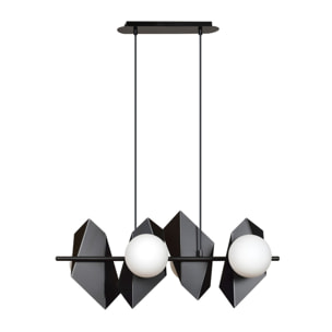 Lampada a sospensione Drifton in acciaio nero e vetro