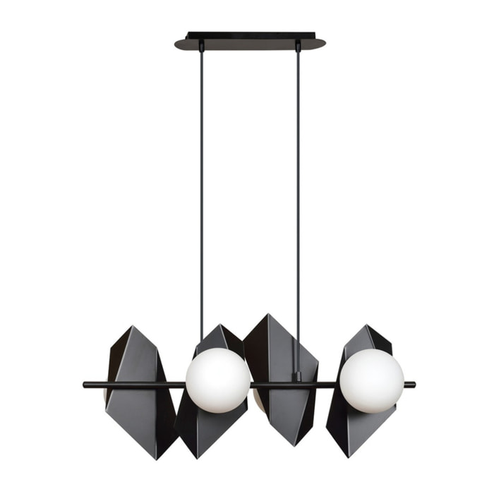 Lampada a sospensione Drifton in acciaio nero e vetro