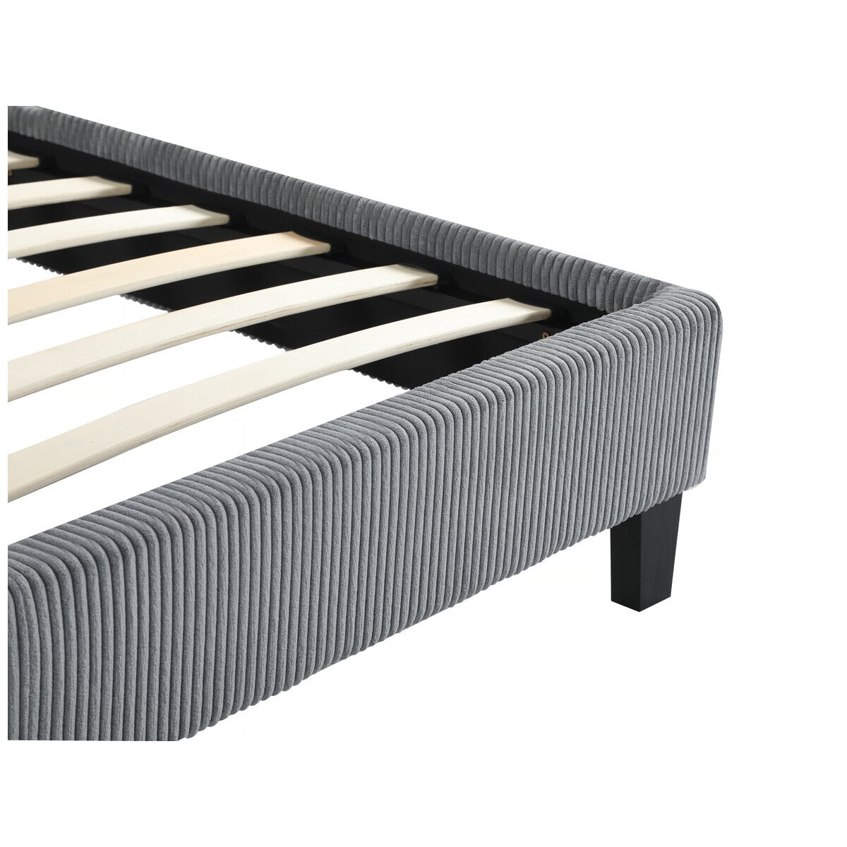 Lit en Velours Cotelé "Ambre" - 140 x 190 - Gris