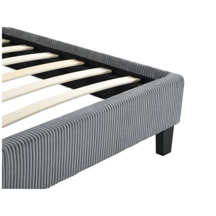 Lit en Velours Cotelé "Ambre" - 140 x 190 - Gris