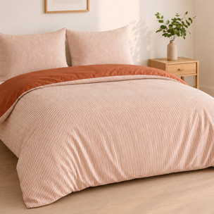Parure housse de couette mini seersucker rayures terre cuite, MILLERAY