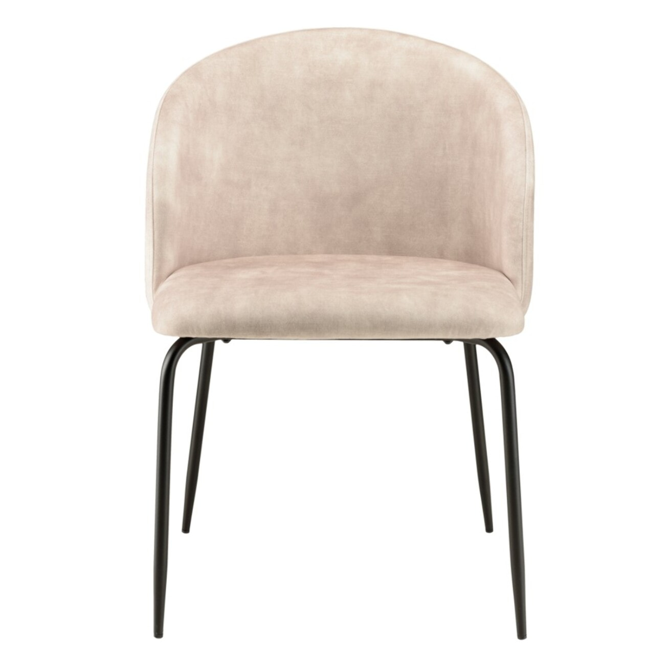 TOM - Lot de 2 chaises velours beige dossier enveloppant pieds acier