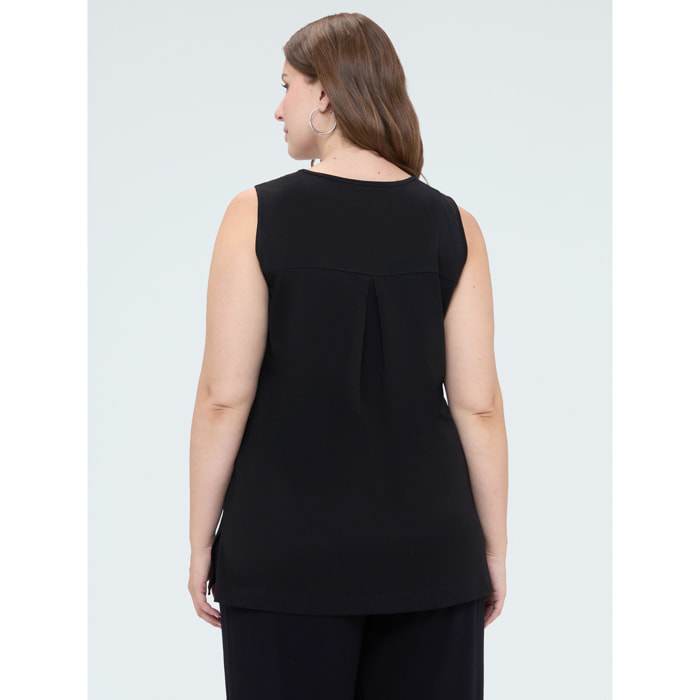 Fiorella Rubino - Top in cotone con strass - Nero