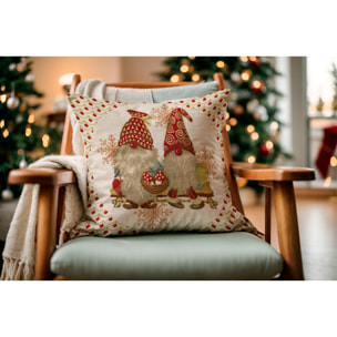 COPPIA CUSCINI ARREDO JACQUARD SFODERABILI 50X50 CM GNOMI FUNGHI